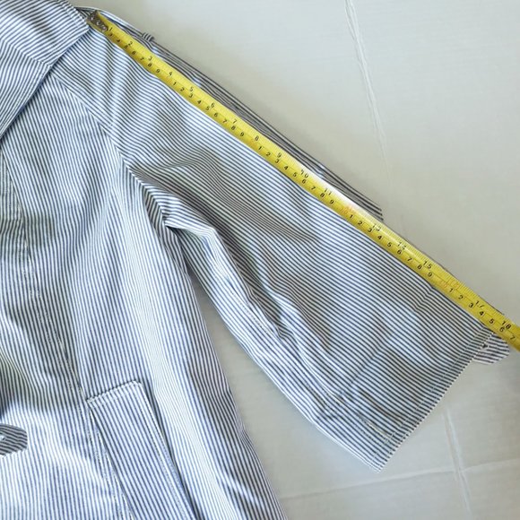 Peace of Cloth Blue White Pinstripe Open Blazer - Picture 9 of 11